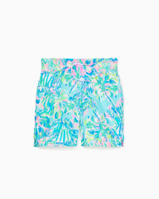 Lilly Pulitzer Boys Junior Capri Swim Trunks In Blue Ibiza Cabana Cocktail