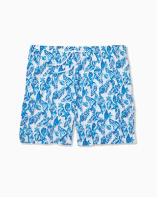 Shop Lilly Pulitzer Mens 6" Capri Swim Trunks In Resort White Shell Collector