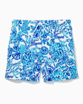 Lilly Pulitzer Mens 6" Capri Swim Trunks In Turquoise Oasis Shell Me You Love Me