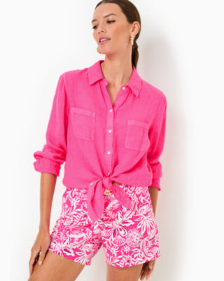 5" Callahan Stretch Short, Passion Fruit Pink Absolutely Flamazing, large - Lilly Pulitzer