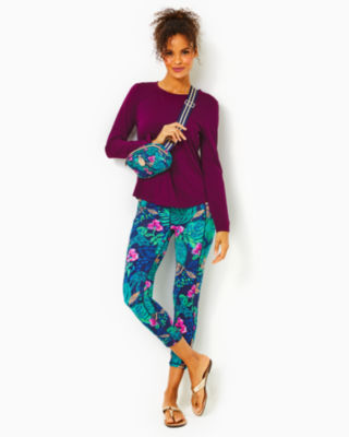 Lilly Pulitzer Upf 50+ Luxletic 24 Weekender High-rise Midi Legging In Low  Tide Navy Life Of The Party