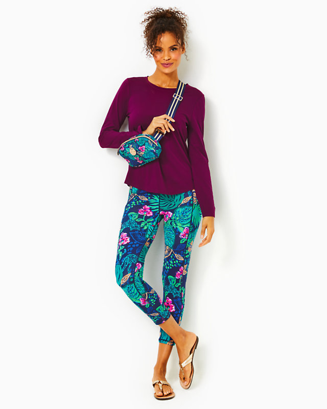 UPF 50+ Luxletic 24" Weekender High-Rise Midi Legging, Low Tide Navy Life Of The Party, large - Lilly Pulitzer