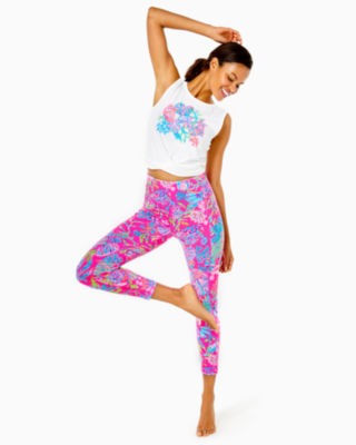 Lilly Pulitzer Upf 50+ Luxletic 24 Weekender High-rise Midi Legging In  Mulberry Wild Ride