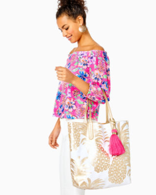 Large Reversible Shopper Tote Bag, Pink