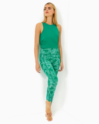 UPF 50+ Luxletic 26" High Rise Weekender Legging, Fiddle Leaf Green Safari Party, large - Lilly Pulitzer