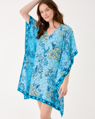 Lindamarie Silk Caftan, Bellevue Blue Breakers Beach Engineered Caftan, large