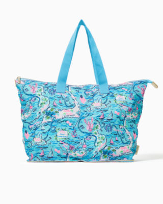 Getaway Packable Tote, Bali Blue Lilly Loves Cape Cod, large - Lilly Pulitzer