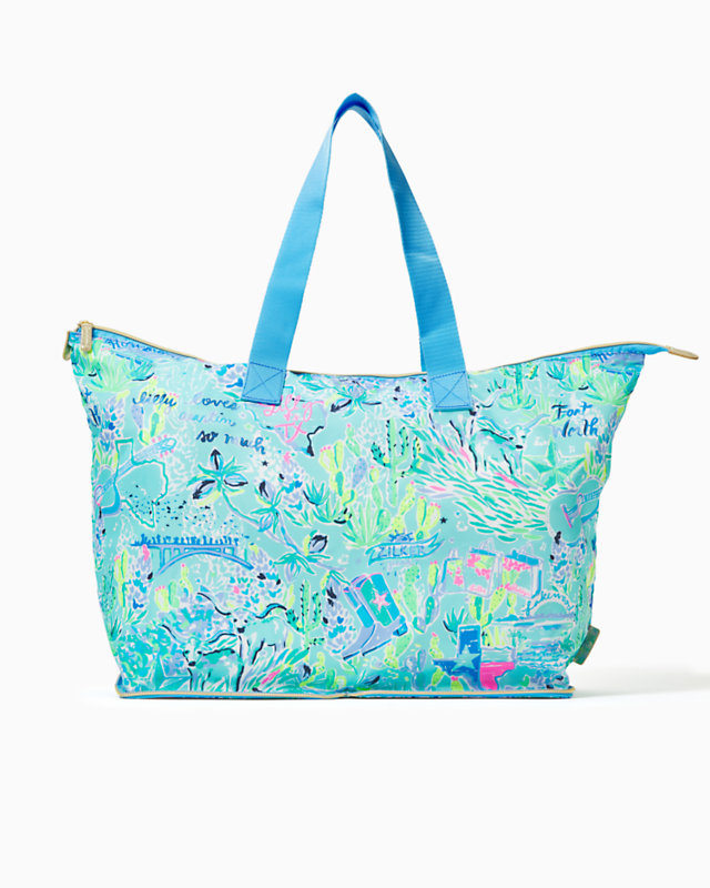 Getaway Packable Tote, Bayside Blue Lilly Loves Texas, large - Lilly Pulitzer