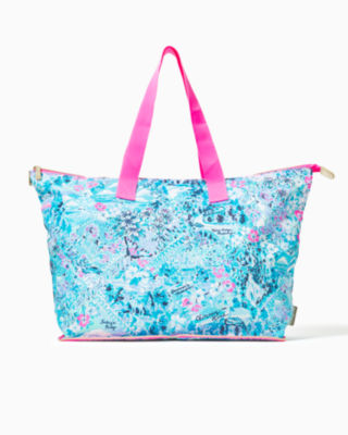 Getaway Packable Tote, Blue Peri Lilly Loves North Carolina, large - Lilly Pulitzer