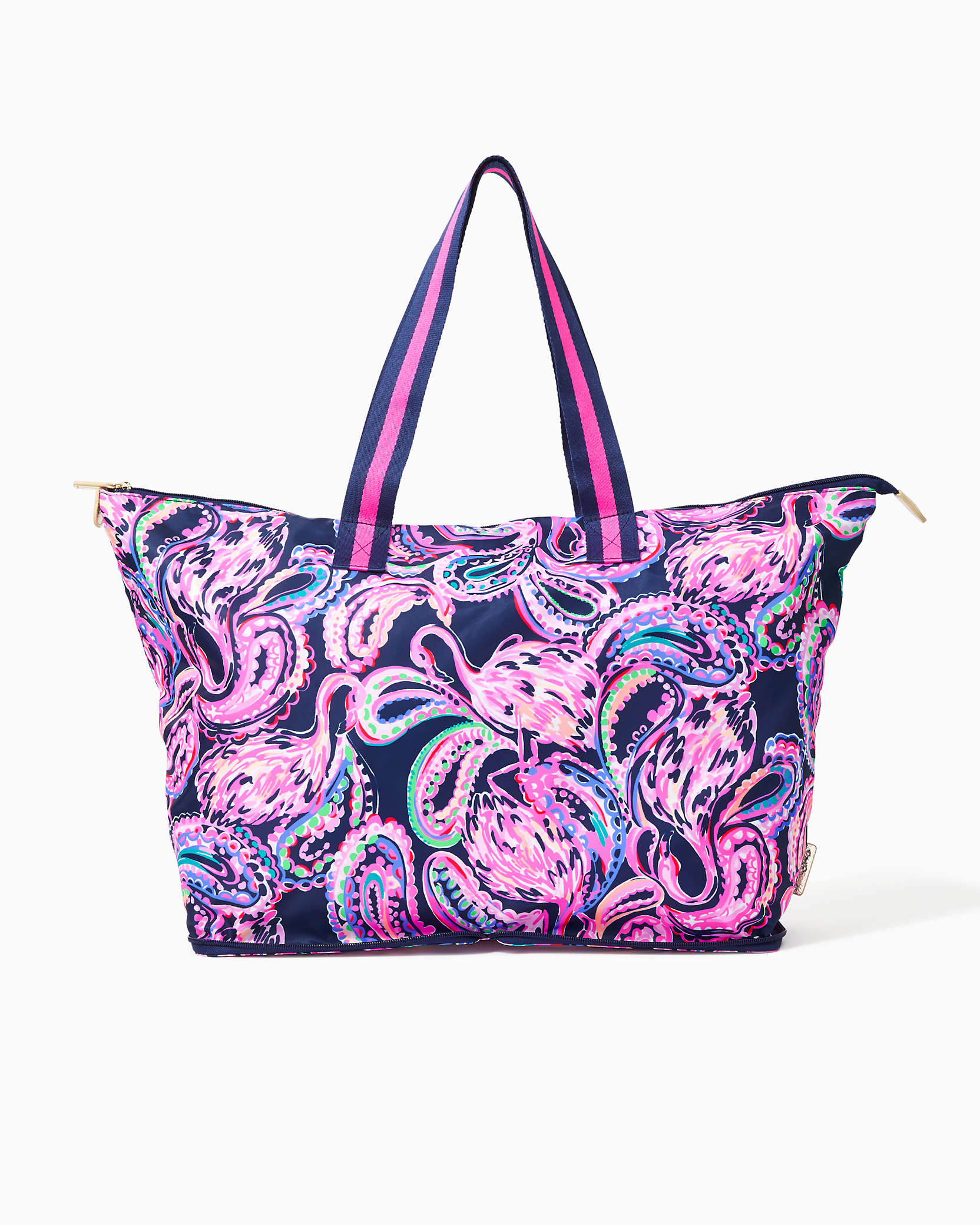Lilly Pulitzer Getaway Packable Tote In High Tide Navy Flock To The Top