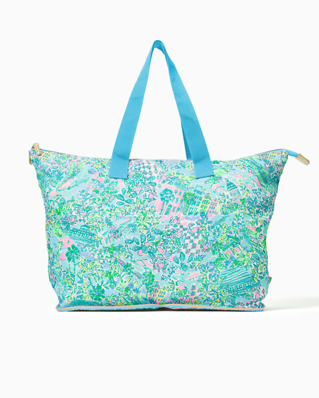 Getaway Packable Tote, Surf Blue Lilly Loves South Carolina, large - Lilly Pulitzer