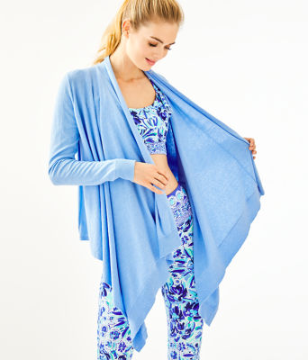 Lilly Pulitzer Danique Coolmax Cardigan In Heathered Blue Peri
