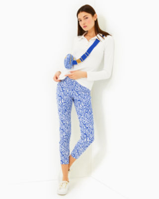 UPF 50+ Luxletic 28" Corso Pant, Martinique Blue Zee Bebe Golf, large - Lilly Pulitzer