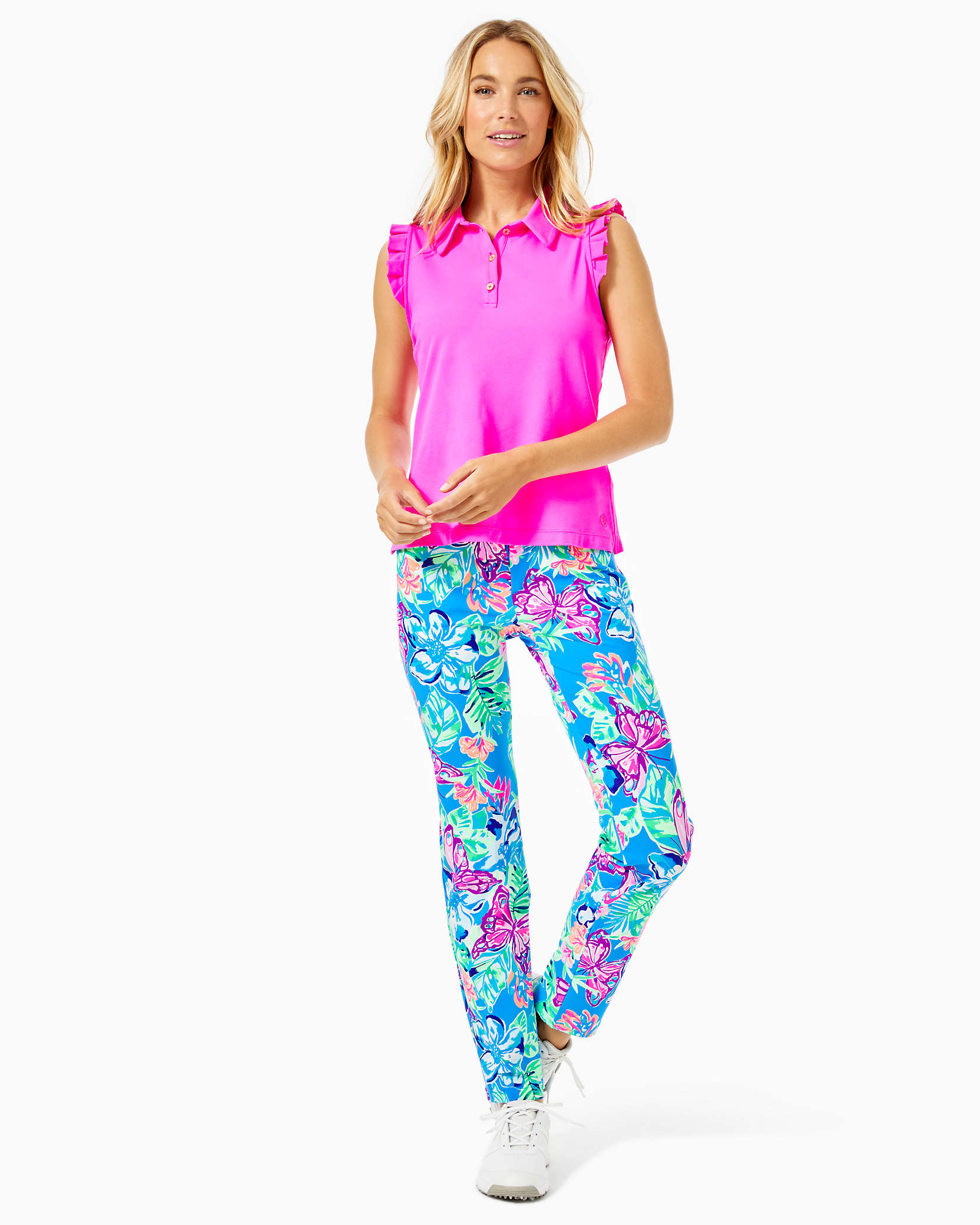 Lilly Pulitzer Upf 50+ Luxletic 28" Corso Pant In Pundy Blue Isle Be Back Golf