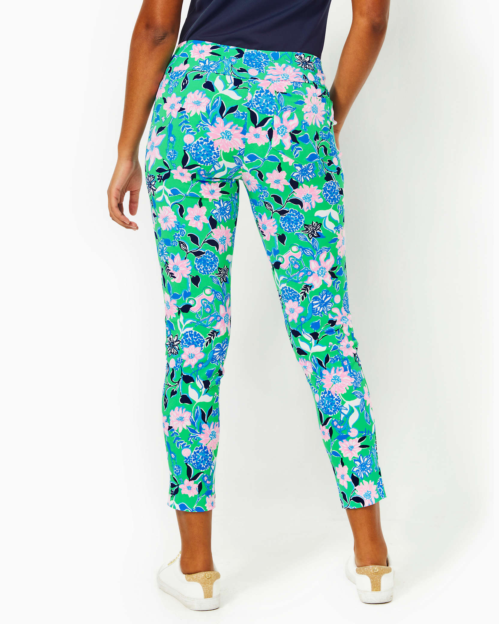 Shop Lilly Pulitzer Upf 50+ Luxletic 28" Corso Pant In Spearmint Golf Till You Drop Woven