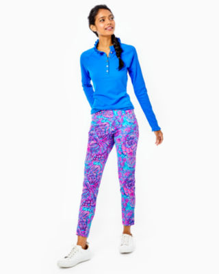 Lilly Pulitzer Upf 50+ Luxletic 28" Corso Pant In Turquoise Oasis Shelleidoscope Golf