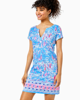 Lilly Pulitzer Upf 50+ Sophiletta Dress In Zanzibar Blue Boatylicious Engineered Knit Dress