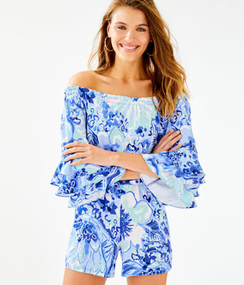 Calla Off-The-Shoulder Romper, , large  - Lilly Pulitzer