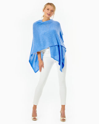 Terri Cashmere Wrap, Heathered Beckon Blue, large image 3 - Lilly Pulitzer