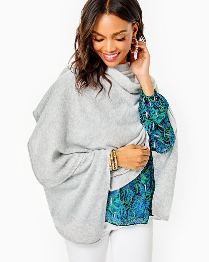 Lilly Pulitzer Terri Cashmere Wrap In Heathered Foggy Grey