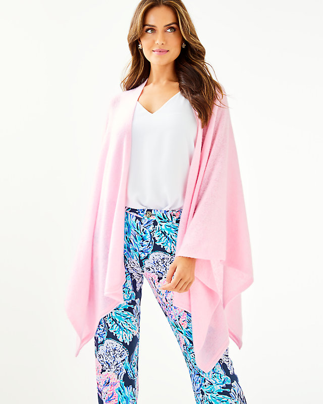 Terri Cashmere Wrap, Heathered Pink Blossom, large - Lilly Pulitzer