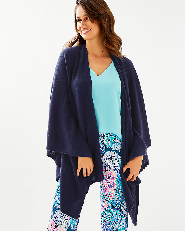 Terri Cashmere Wrap, True Navy, large - Lilly Pulitzer