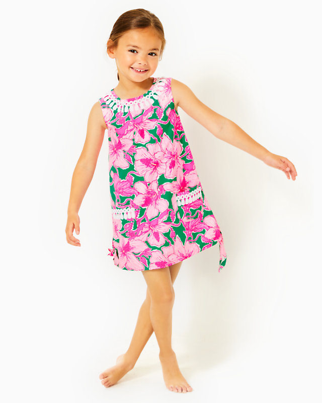 Girls Little Lilly Classic Shift Dress, Kelly Green Hibis Kiss, large - Lilly Pulitzer