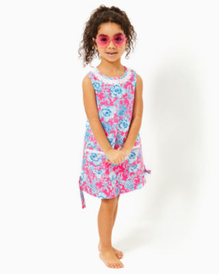Girls Little Lilly Classic Shift Dress, Roxie Pink Wave N Sea, large - Lilly Pulitzer