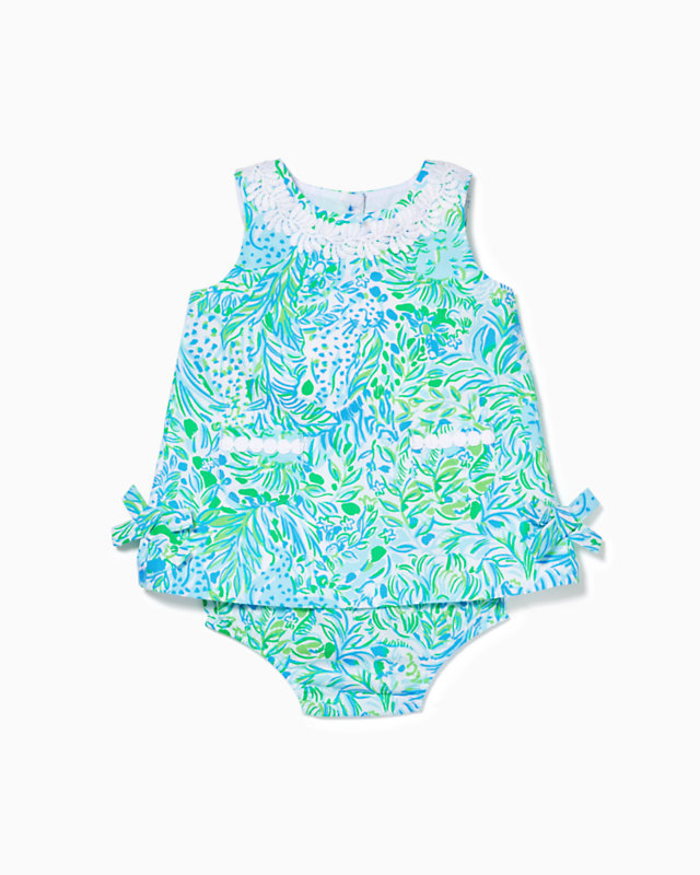 Baby Lilly Infant Shift Dress, Hydra Blue Dandy Lions, large - Lilly Pulitzer