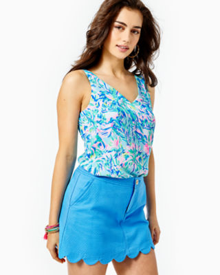 Jupe-short Lilly Pulitzer Colette, Vert Tilleul, Imprimé Floral, Taille 16 Plus, Golf