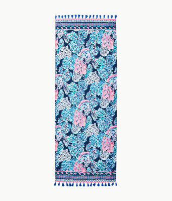 Resort Scarf, High Tide Navy Party In Paradise Engineered Scarf, large image 3 - Lilly Pulitzer