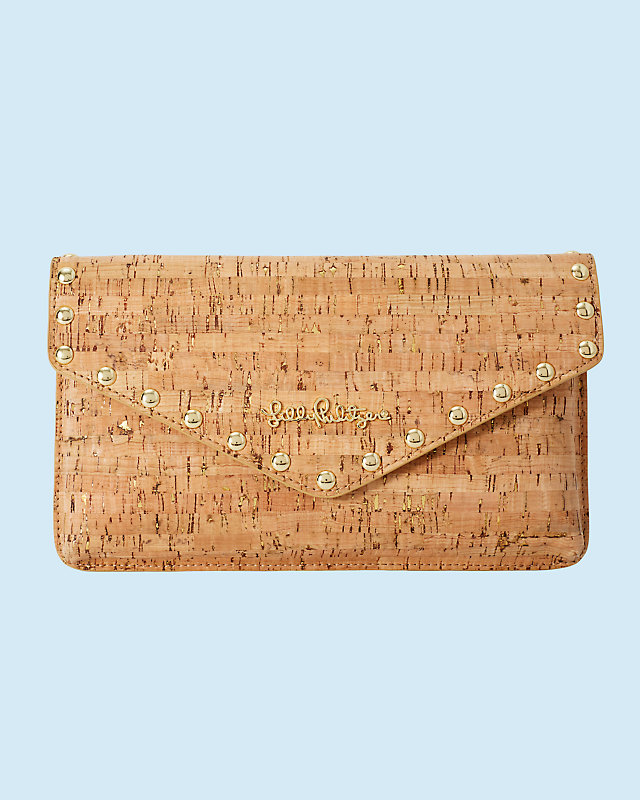 St. Barts Studded Cork Clutch, , large - Lilly Pulitzer