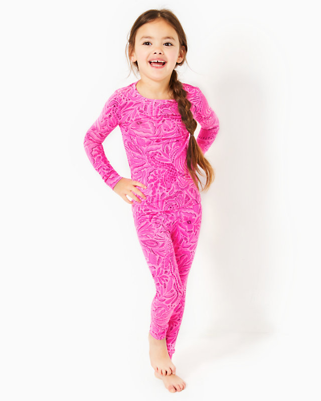 Girls Mini Sammy Pajama Set, Cerise Pink Pinkie Promises, large - Lilly Pulitzer