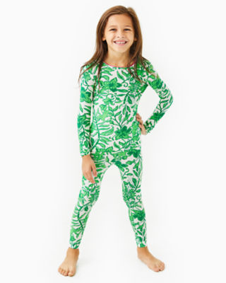 Girls Mini Sammy Pajama Set, Fiddle Leaf Green Lil Escape Plan Pjs, large image 1
