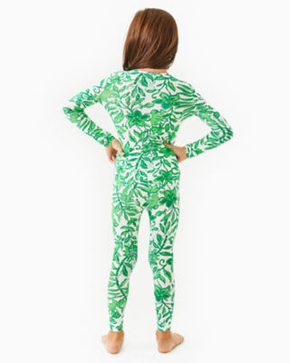 Girls Mini Sammy Pajama Set, Fiddle Leaf Green Lil Escape Plan Pjs, large image 2