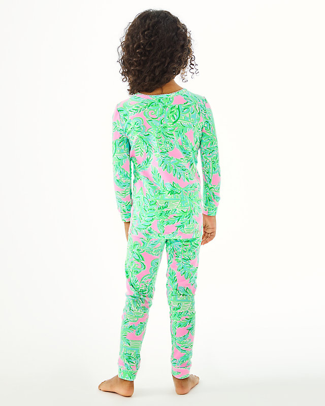 Girls Mini Sammy Pajama Set, Mandevilla Baby Pink Sand Paradise, large image null - Lilly Pulitzer