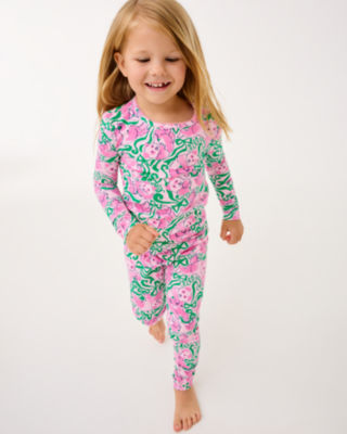 Girls Mini Sammy Pajama Set, Pink Quartz Panda N Bows, large image 2