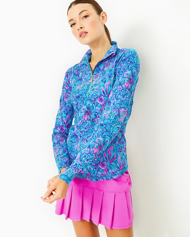 UPF 50+ Luxletic Justine Pullover, Breakwater Blue Shells N Bells, large - Lilly Pulitzer