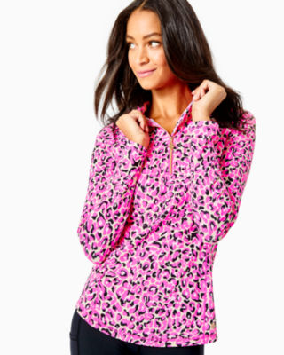 Lilly Pulitzer Upf 50+ Luxletic Justine Pullover In Pink Topaz My Favorite Spot