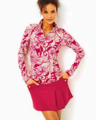 Lilly Pulitzer Upf 50+ Luxletic Justine Pullover In Poinsettia Red Island Vibes