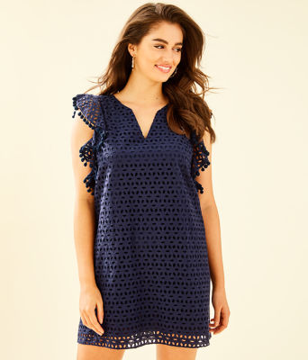 navy eyelet dress