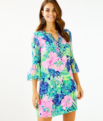 Lilly Pulitzer Elenora Silk Dress In Periwinkle Purple Fan Sea Pants ...