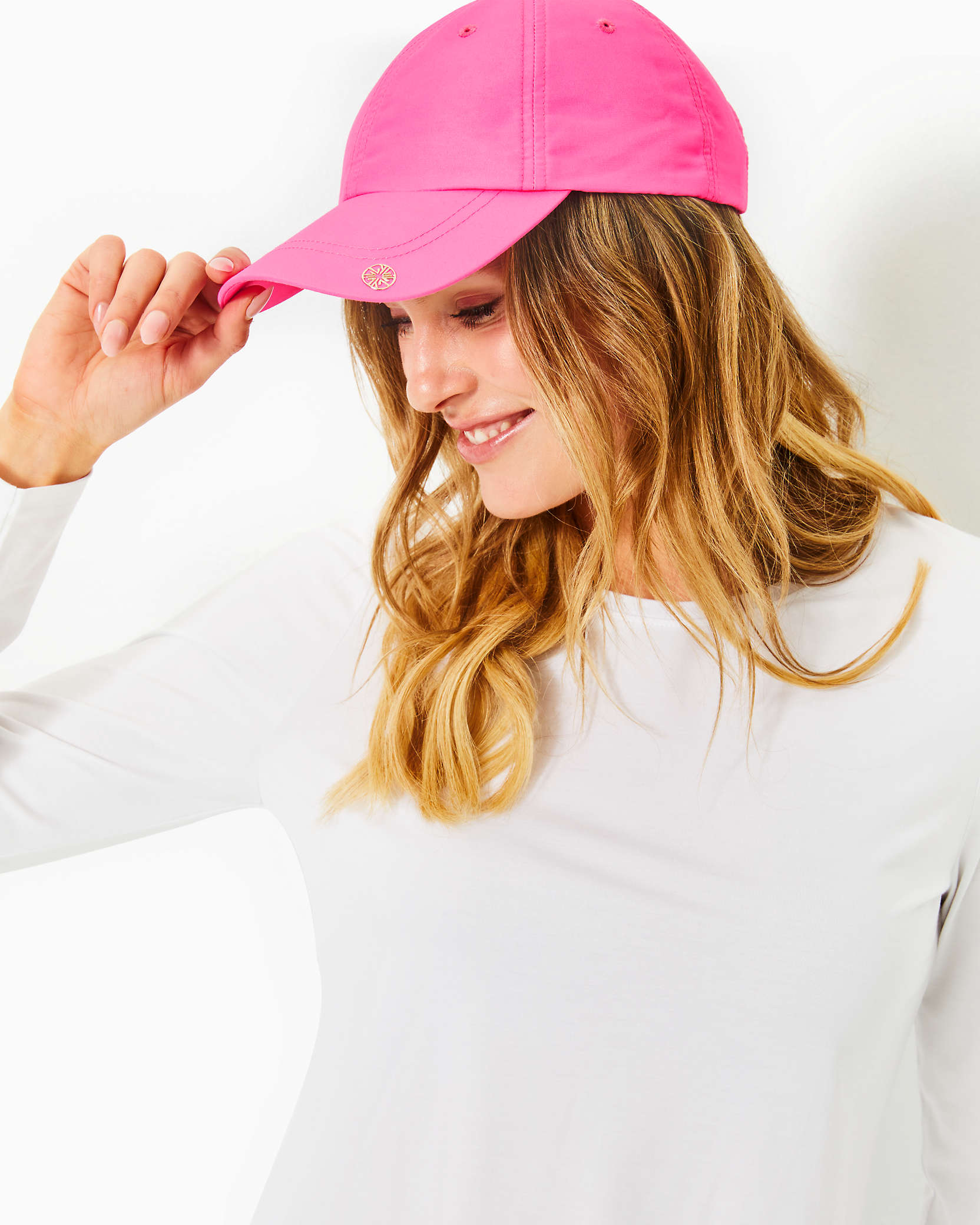 Shop Lilly Pulitzer Solid Run Around Hat In Roxie Pink