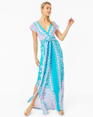 Esmarella Maxi Dress in Turquoise Teal 