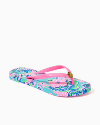 Lilly Pulitzer Pool Flip Flop In Blue Horizon Jungle Sunrise Shoe