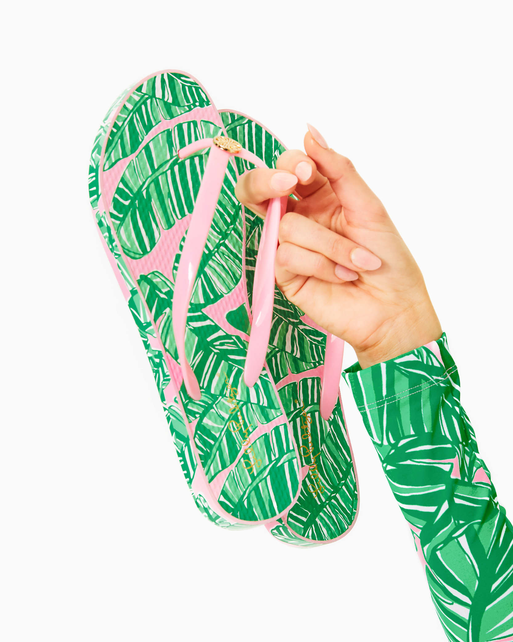 Shop Lilly Pulitzer Pool Flip Flop In Conch Shell Pink Lets Go Bananas Shoe