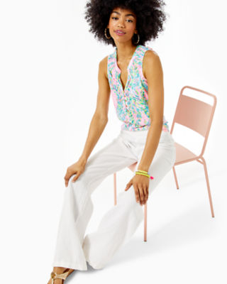 White Linen Look Palazzo Beach Pants