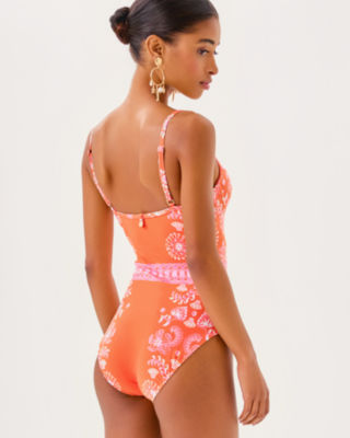 Palma One-Piece Swimsuit, Papaya Breezy Palm Engineered One Piece, large image 2