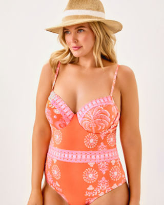 Palma One-Piece Swimsuit, Papaya Breezy Palm Engineered One Piece, large image 5