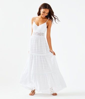 eyelet fabric dress